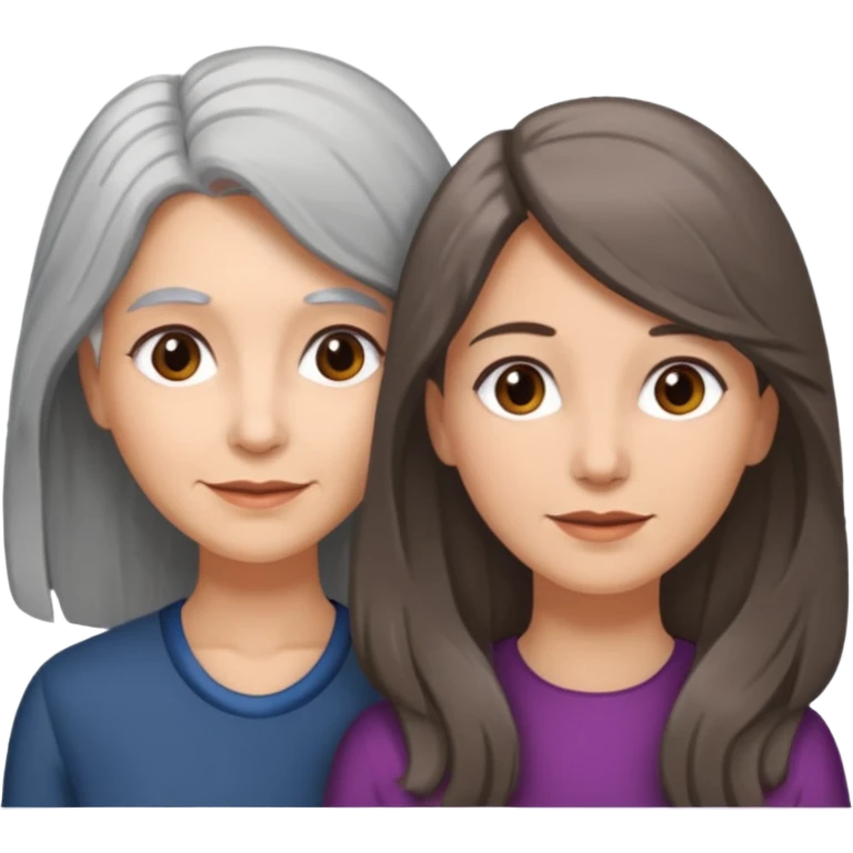 2 Frauen, die sich lieben davon 1 grauhaarig, 1 braunhaarig, lange Haare emoji