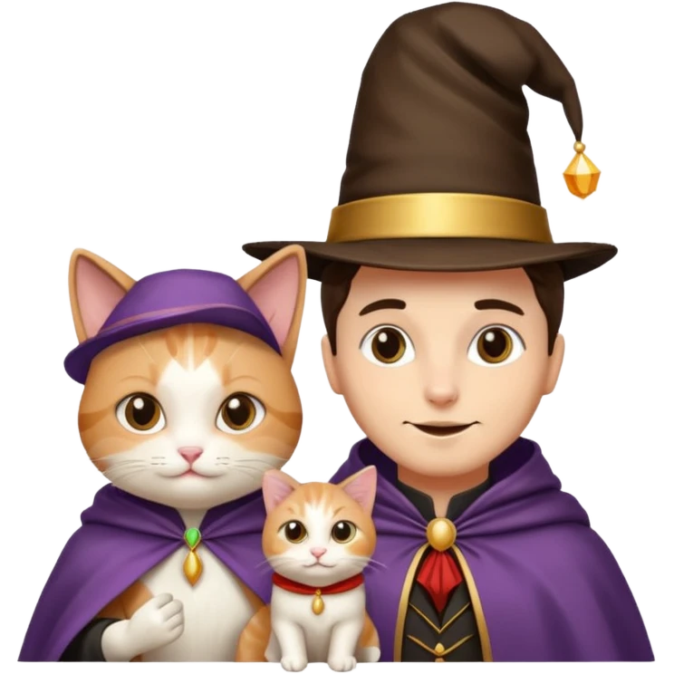 magician couple and their pet cat emoji