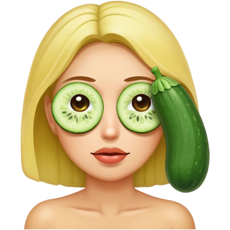 a women with cucumbers on her eyes resting emoji
