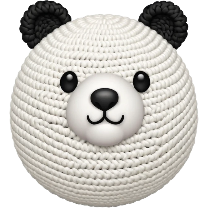 minimalist white crochet bear, big ball body, small white ball nose with black yarn, two white ears emoji