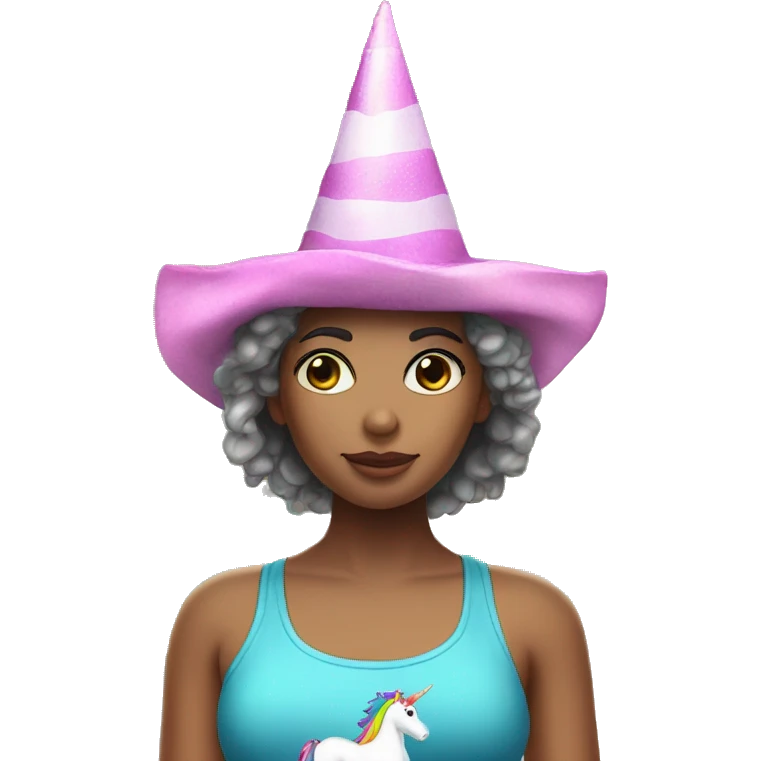 Adalee with a unicorn hat on the beach emoji