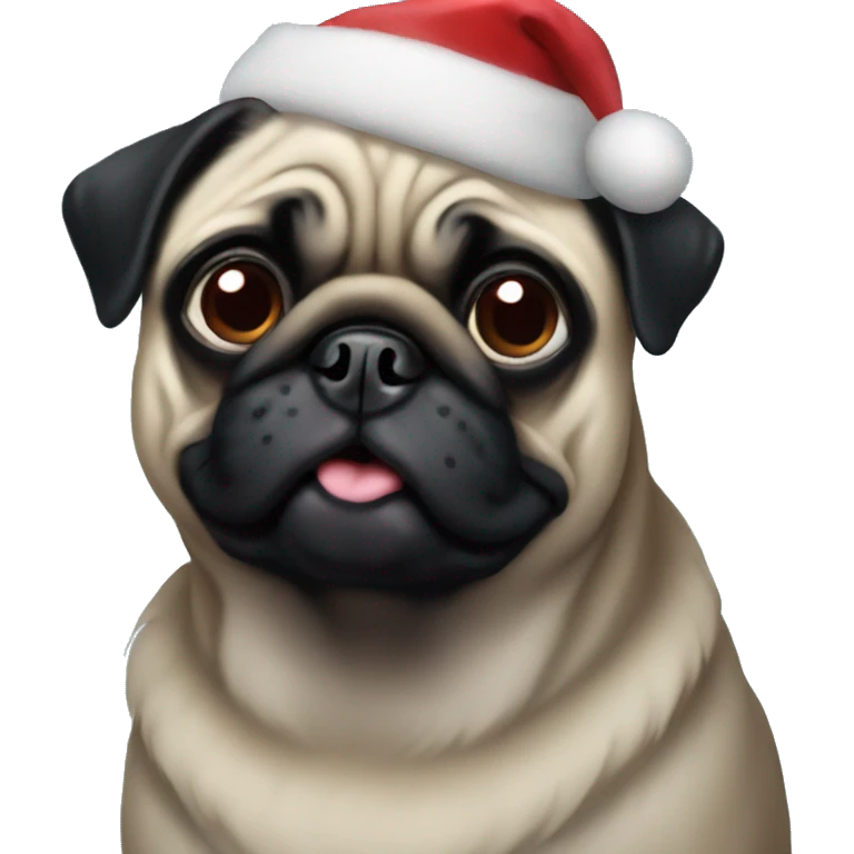 Black Christmas pug  emoji