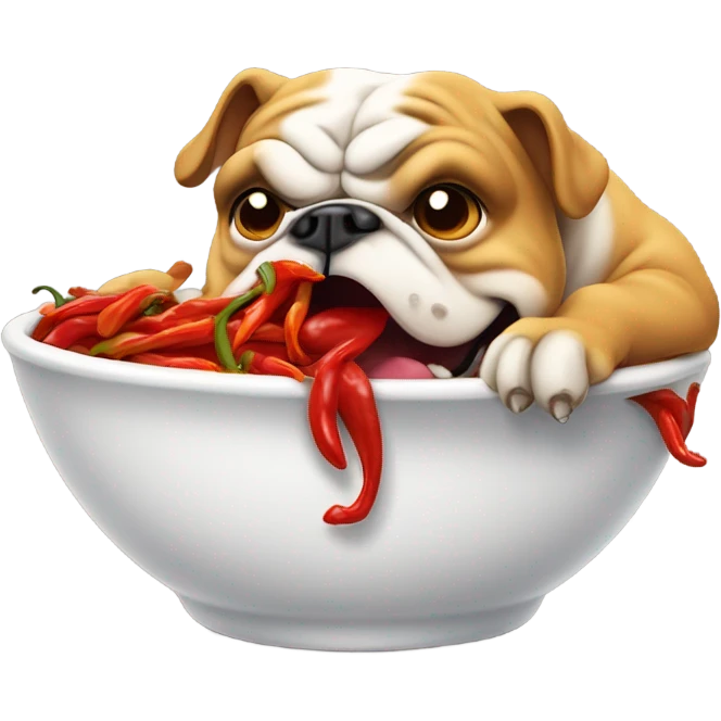 Bulldog eating chilli emoji