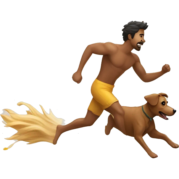 Hombre Corriendo de un perro en la playa emoji