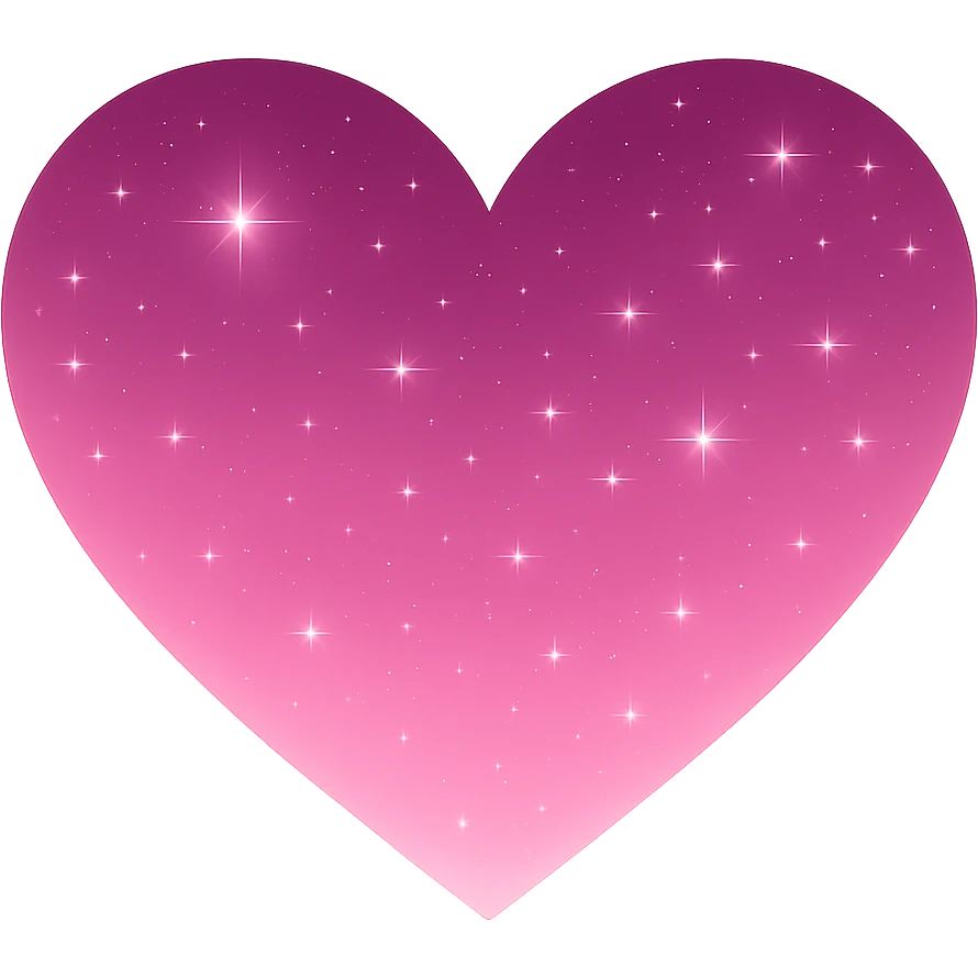 Modify the heart with a night sky gradient to pink night theme with a pink gradient, more stars, and a soft glow. Remove the background entirely  emoji