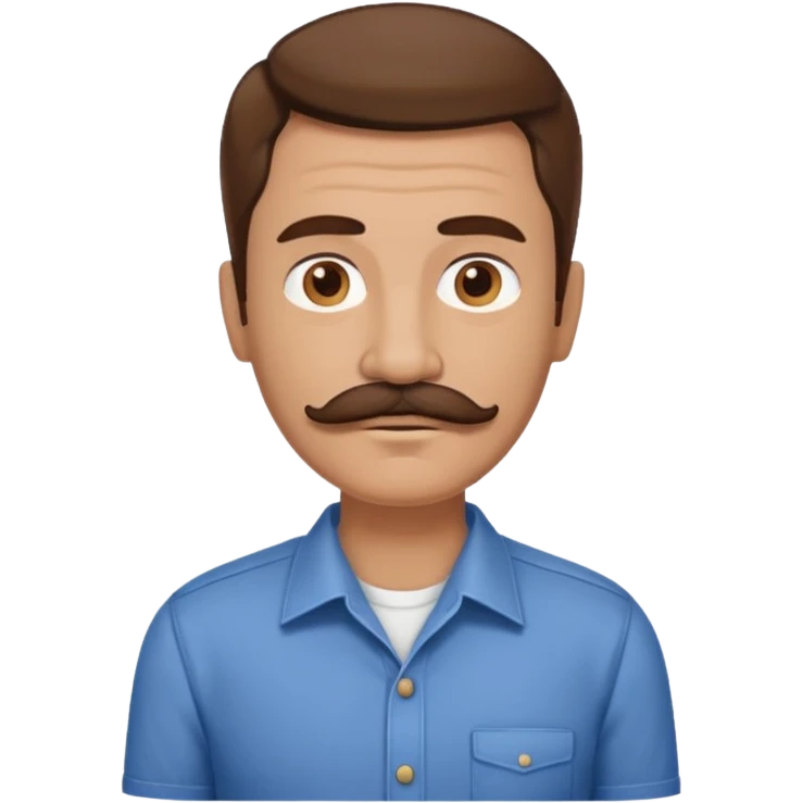 man with mustache, brown hair, 50 years old, shirt, high temple emoji