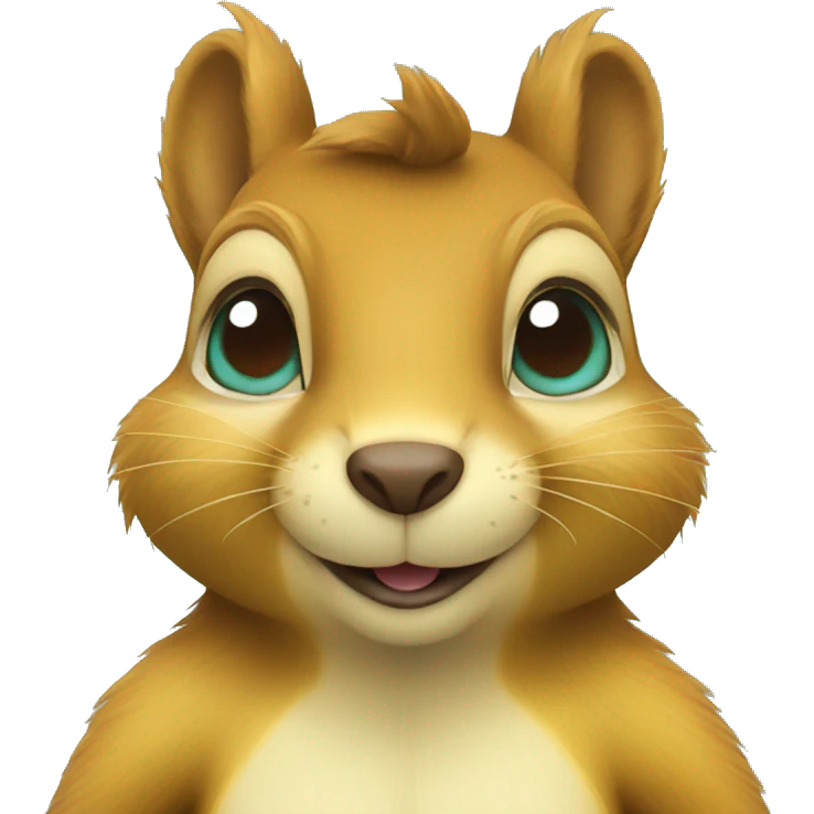yellow squirrel with brown hair and cyan eyes emoji