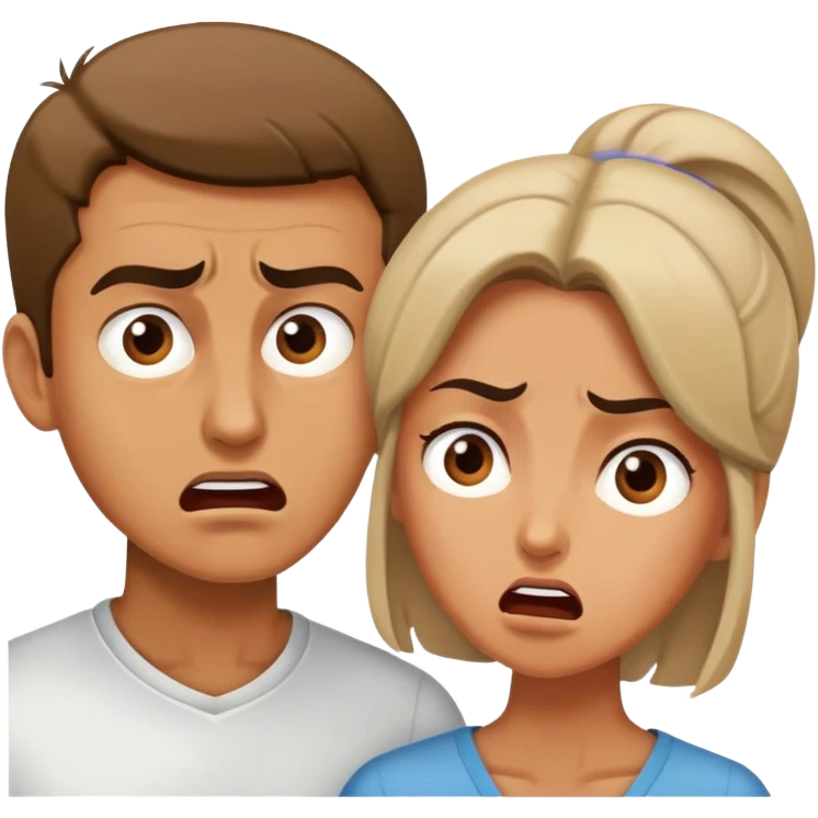man and woman having an argument, expressive faces emoji