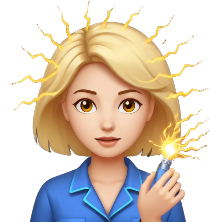 woman producing electric emoji