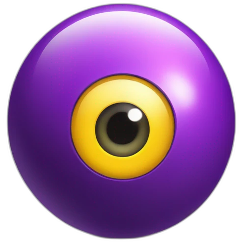 spherical purple and yellow lens as a cute mascot emoji