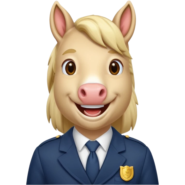 Laughing horse who is a smart bank clerk but laughing emoji