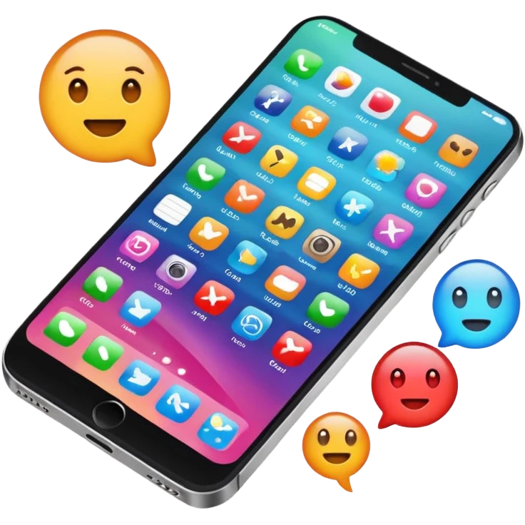 phone screen white background with apps emoji
