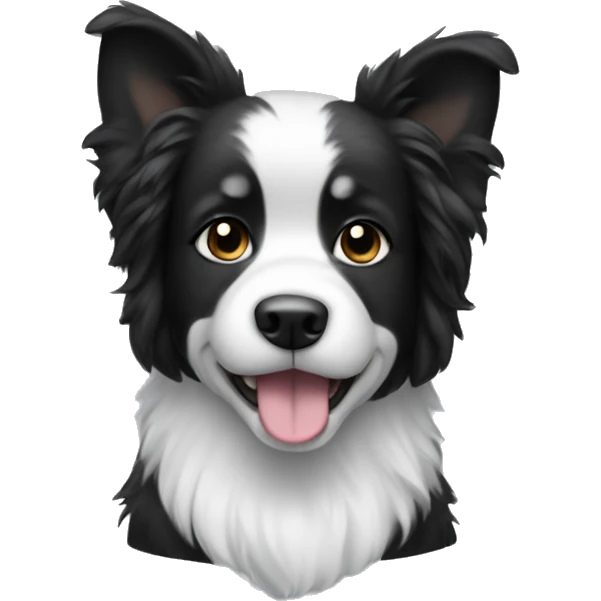 Fluffy black and white dog emoji