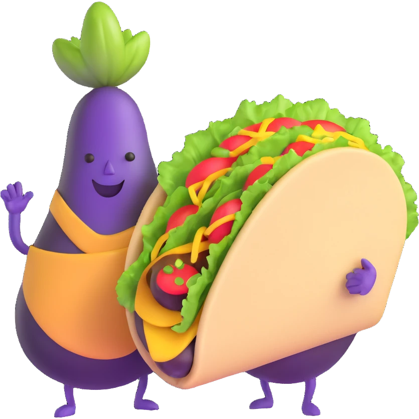 taco and eggplant together emoji