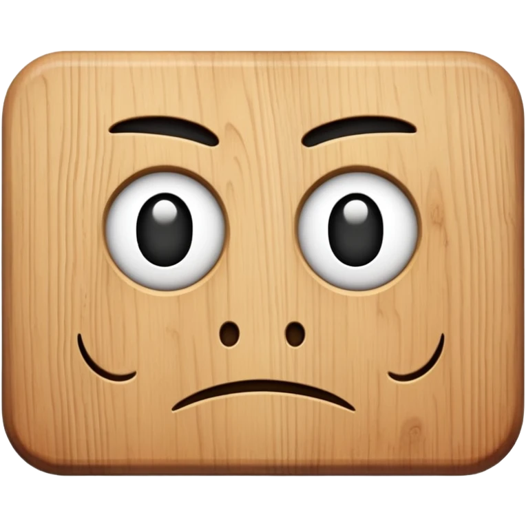 Emoji of the face with raised ayebrow but insted of it being that yellow face make it a plank (normal plank made out of wood) emoji