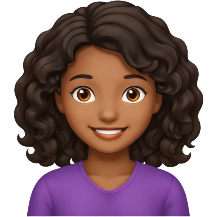 Black, wavy hair, brown skin, filipina defaulr emoji girl emoji