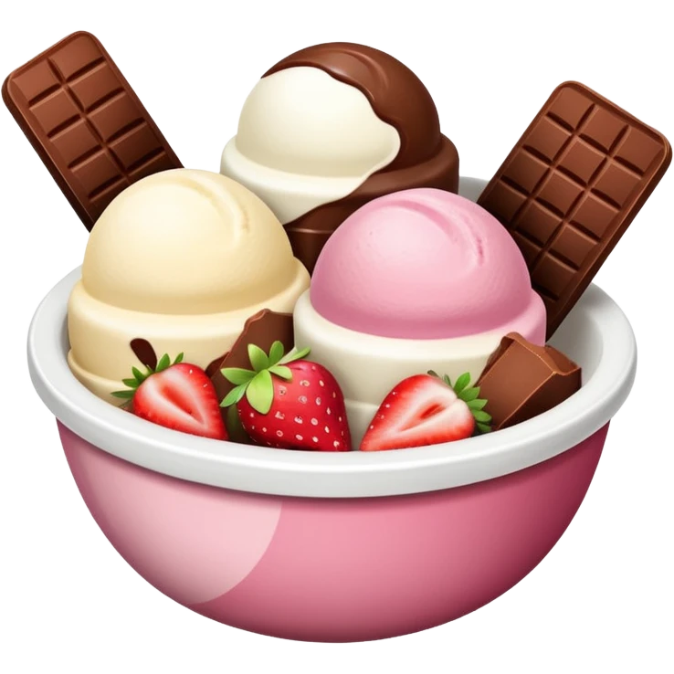 Neapolitan ice cream scoops in a bowl emoji