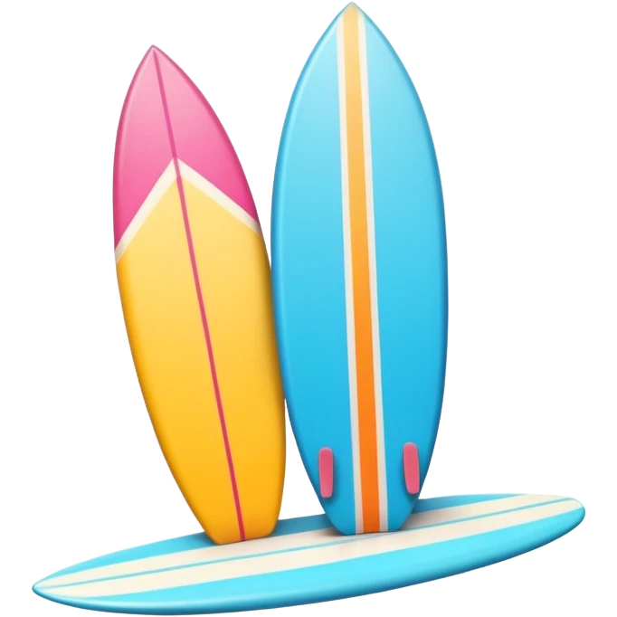 surfboard icon, tropical surfboard, glossy texture, bright colors, cute mobile game icon style, 3D cartoon, soft shadows, clean background, no text, no watermark emoji