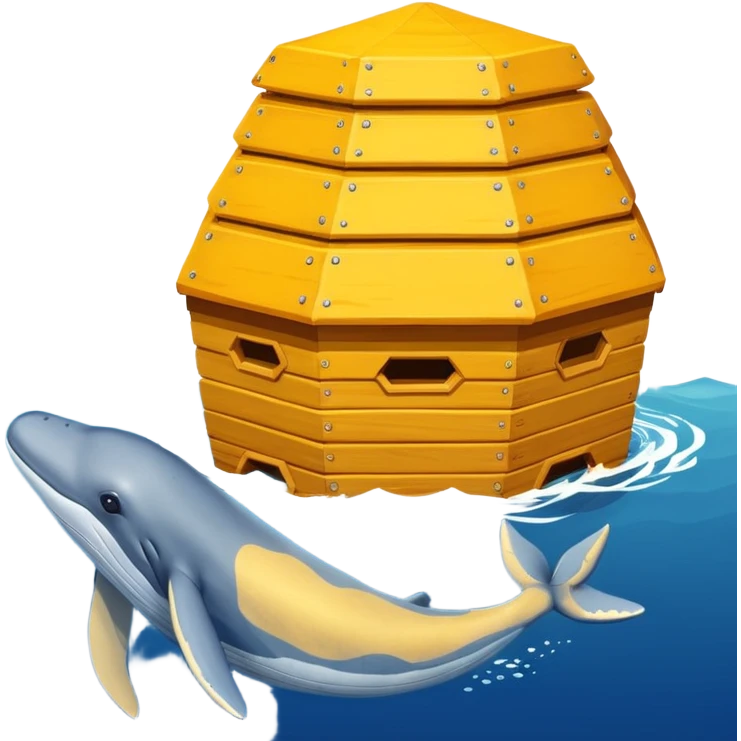 A bee hive chasing a whale in ovean emoji