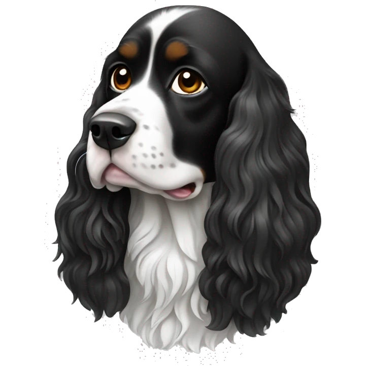 Dog Russian spaniel black and white emoji