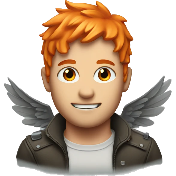 Jason with orange hair with wings emoji