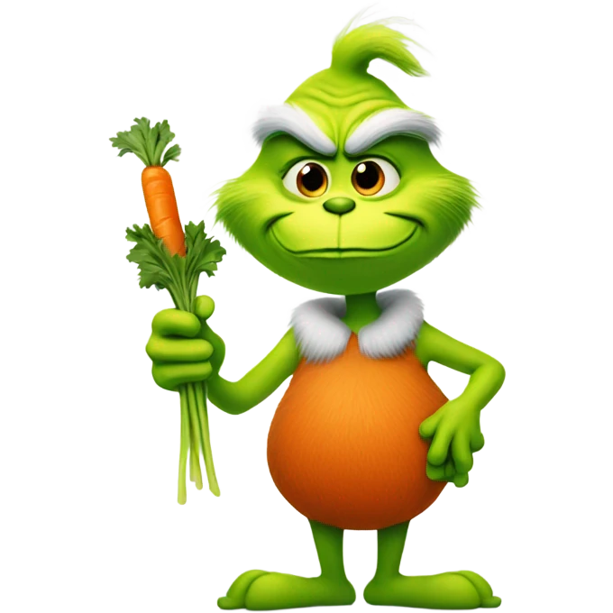 the grinch holding a carrot emoji
