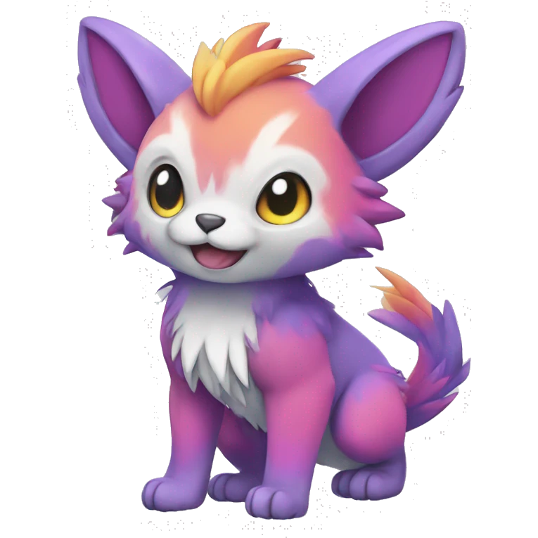 Cute cool colorful animal hybrid Fakemon full body emoji