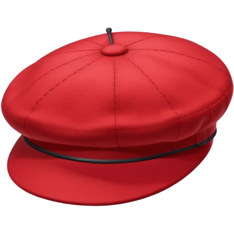 A standalone beret, classic wool design light red color, floating on a plain background — no head, no face, just the red beret without human head emoji