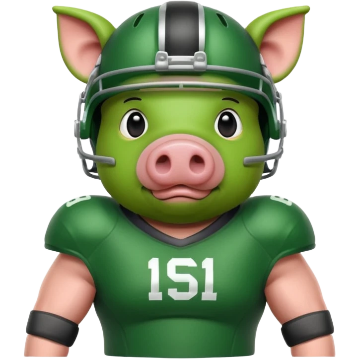 american football player pig green emoji