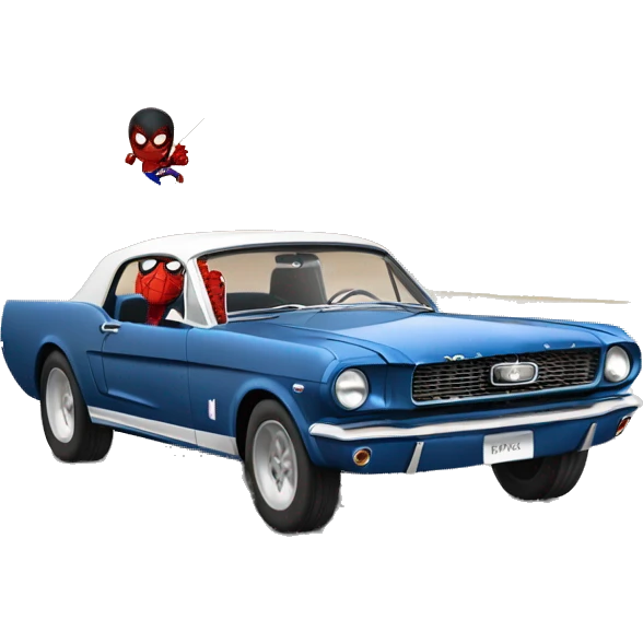 Spider-Man driving a 65 Mustang fastback emoji