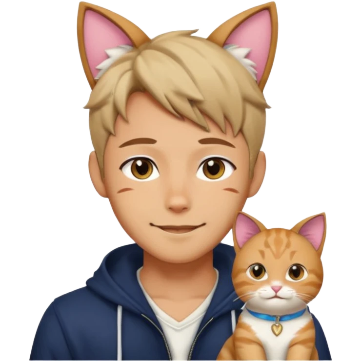 Cute Sexy Korean Japanese Handsome Attractive Romantic Shoujo-Anime-style gentleMan with cat ears   emoji