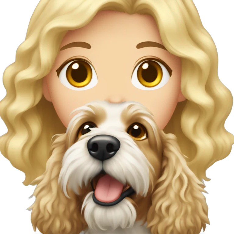 Blonde girl with aussiedoodle emoji