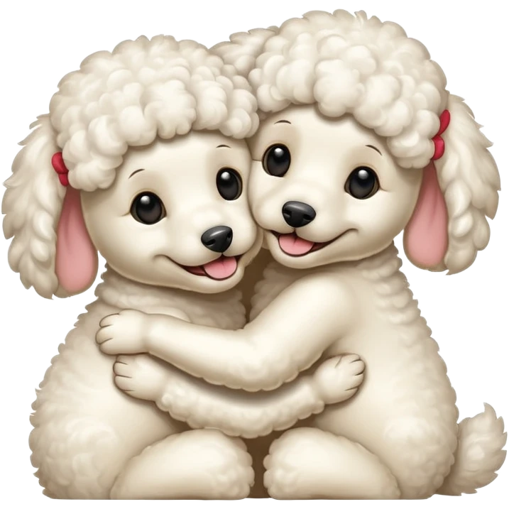 Poodles hugging eachother emoji