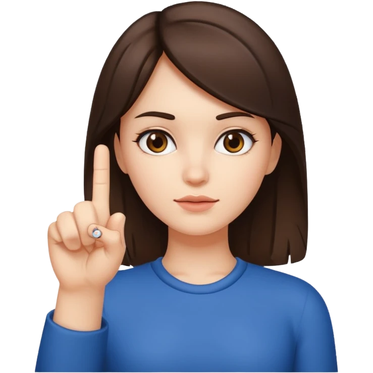 brunette girl holding middle finger emoji