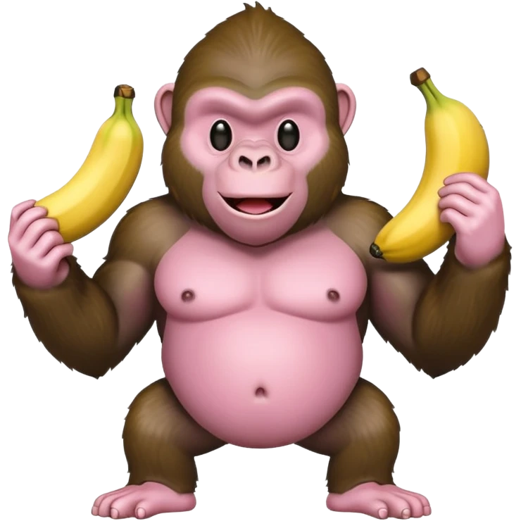 A light pink emoji gorilla holding a banana emoji