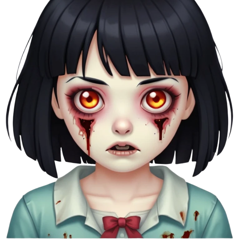 zombie girl with black hair and bangs emoji