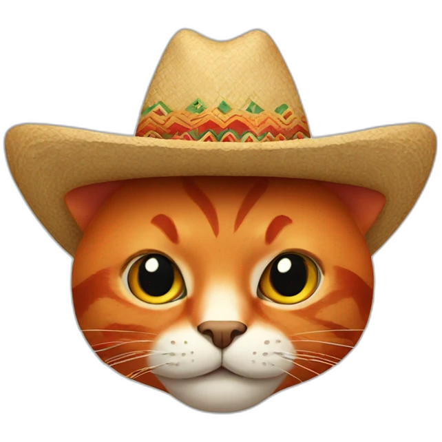 red cat with a mexican hat face emoji