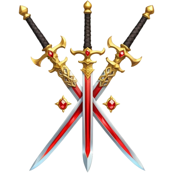 Golden fiery royal two crossed swrods with red gem and golden blade emoji