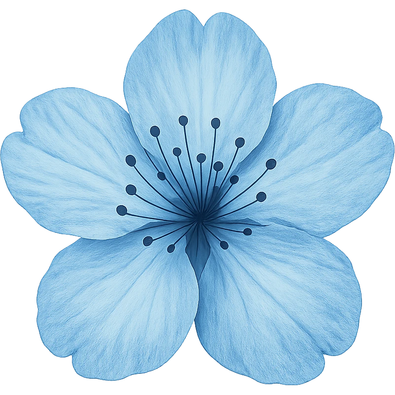 show one blue cherry blossom, remove background emoji