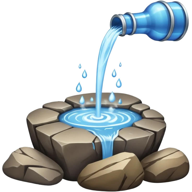 water pouring onto rocks with steam emoji