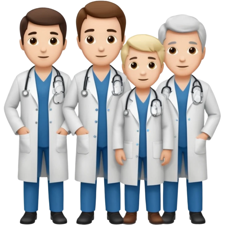 5 doctor staff all men make the differ in age make some space between em emoji