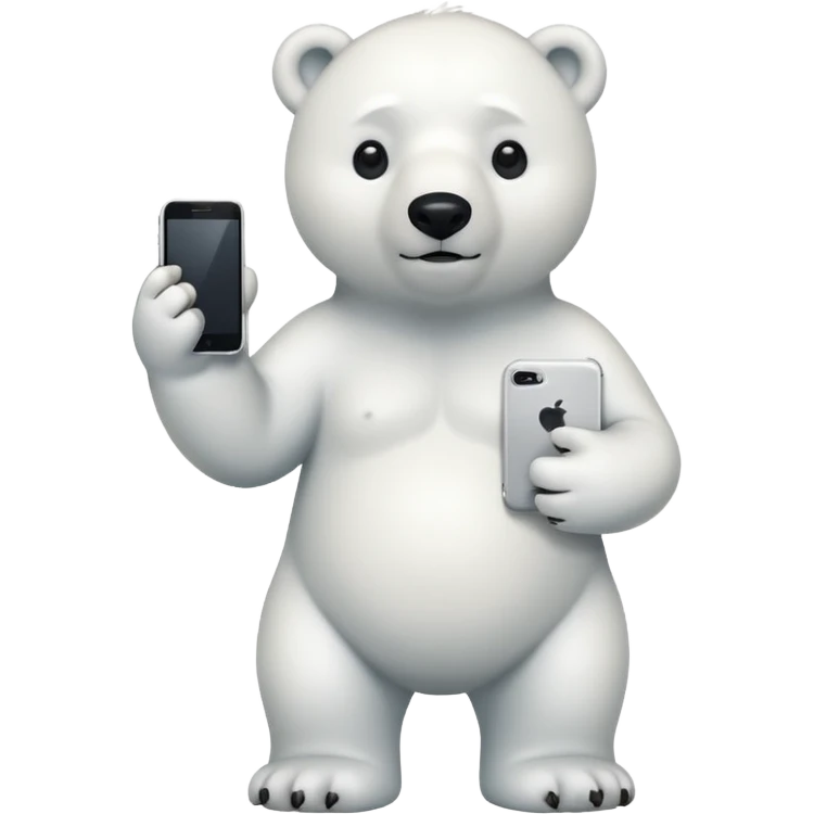 Polar Bear standing body with iphone in hand  emoji