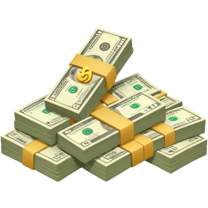 the number 10 and letter x, precede the cash pile, on the same level so it looks like "10x" and to its right, the cash pile, cash pile, make bills rectangular, next to a "10x" factor, looking like 10x CASH PILE,  emoji