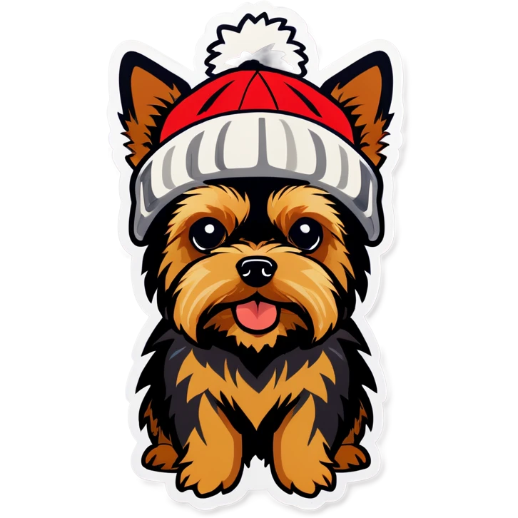 Yorkshire terrier wearing beanie hat emoji