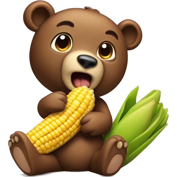 Mocha bear eating corn emoji