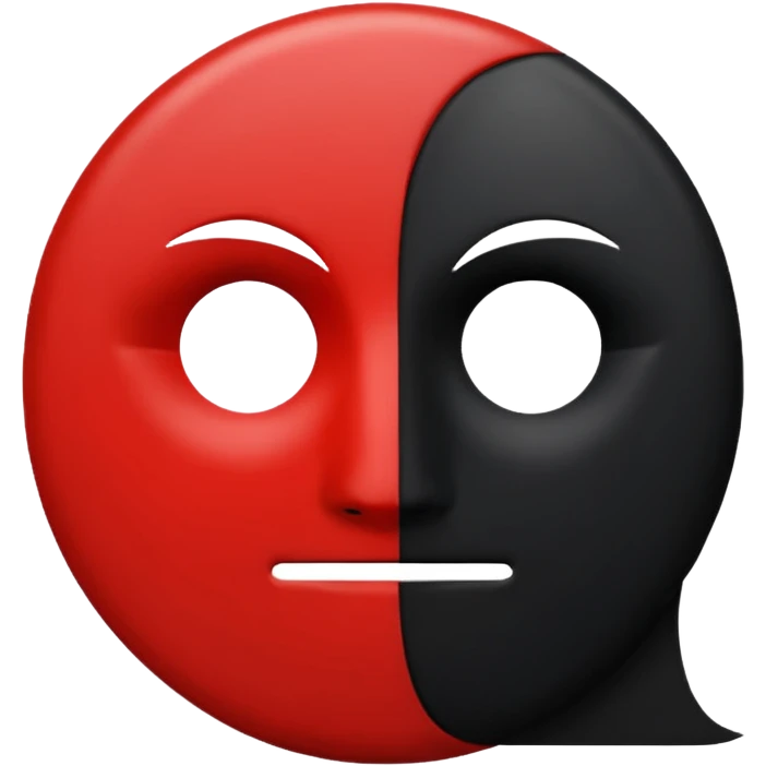 circle emoji, top half red, bottom half black, no face emoji