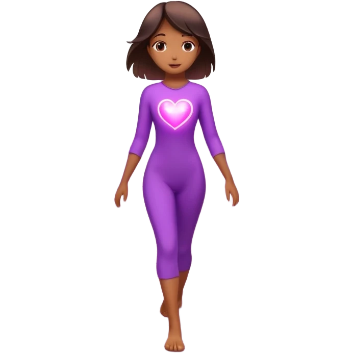
A small figure walks across a glowing bridge, holding soft pink and purple orbs in each hand—symbolizing compassion and forgiveness. A gentle heart aura trails behind them, showing healing in motion. emoji