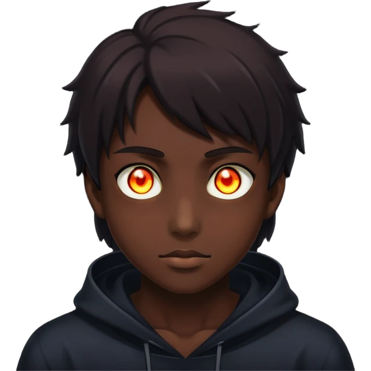 silhouette of a person with glowing eyes in darkness, mysterious anime character emoji
