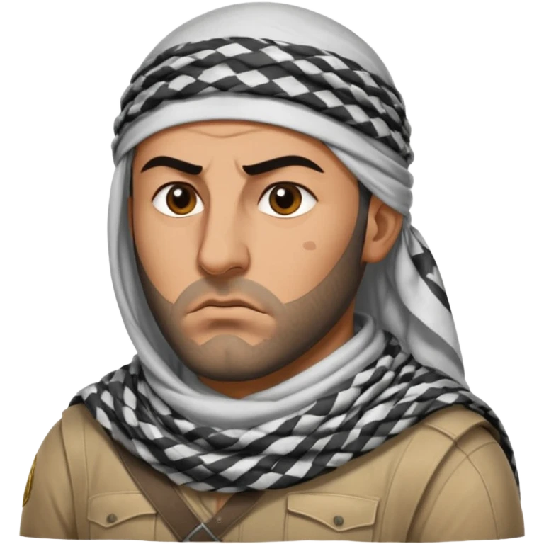 an angry Iraqi, in profile, chest-high emoji