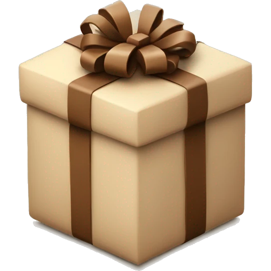 3d beige christmas gift with brown bow around emoji